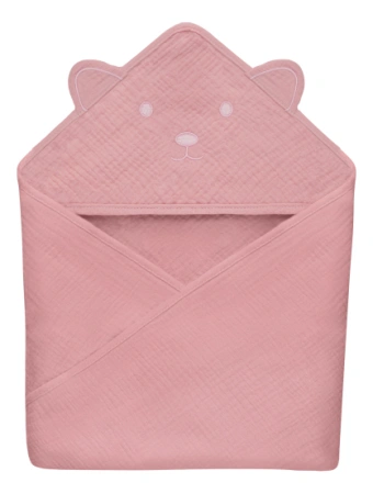 Lionelo Ręcznik kąpielowy z kapturkiem Muslin Hooded Towel Pink Baby