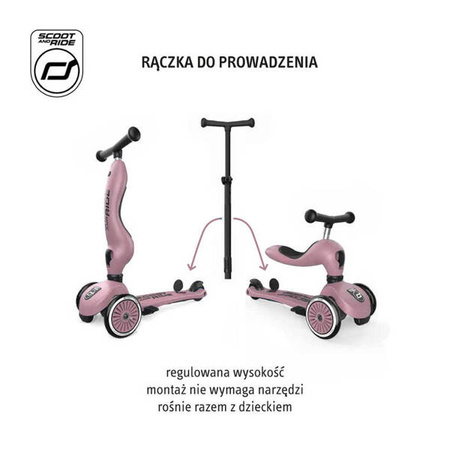 Scootandride Highwaykick 1 Push and Go 2w1 Jeździk i hulajnoga z rączką do prowadzenia 1-5 lat Wildberry