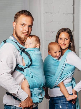 LennyLamb Moja Druga Chusta Do Noszenia Dzieci, Tkana Splotem Jodełkowym M Mała Jodełka Turkusowy