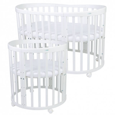 Waldin Łóżeczko Dziecięce Owalne 7w1 z Materacem Białe