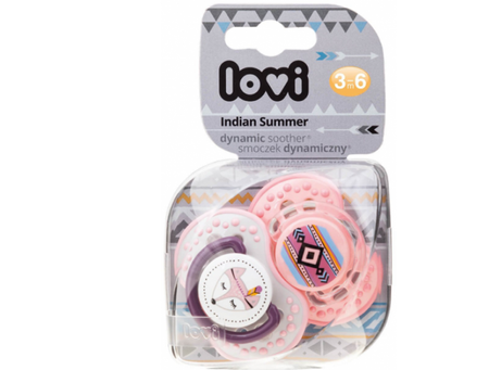 Lovi Dynamiczny Smoczek Uspokajający Silikonowy 3-6m 2szt. 22/856 Indian Summer Girl