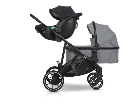 Easy Go Duoflex Wózek Głęboko-Spacerowy Bliźniaczy Rok po Roku Cloudy Gray 1 Siedzisko 1 Gondola