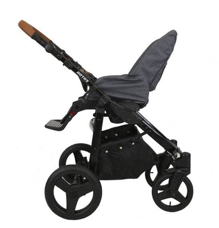 Kunert Rotax Wózek Głęboko-Spacerowy Szary Len + Pomarańcz Biała Rama Koła Żelowe