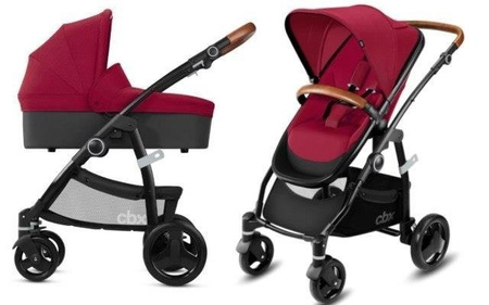Cybex Leotie Lux spacerówka + stelaż + gondola CBX Crunchy Red