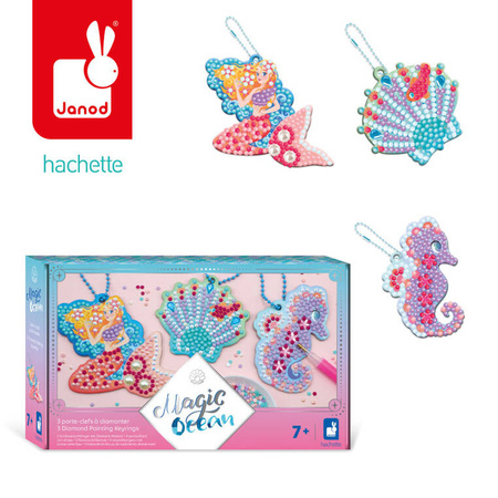 Janod Zestaw kreatywny do tworzenia breloczków Malowanie diamentami Magiczny ocean 7+