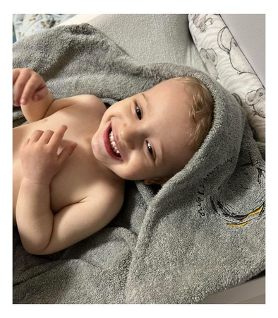 Bonjour Cherie Okrycie kąpielowe z kapturkiem 100x100 cm szary