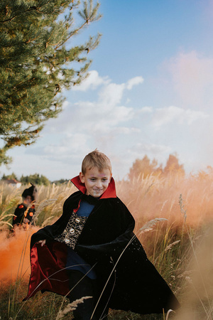 Souza! Kostium peleryna i wampirze zęby Dracula 4-8 lat