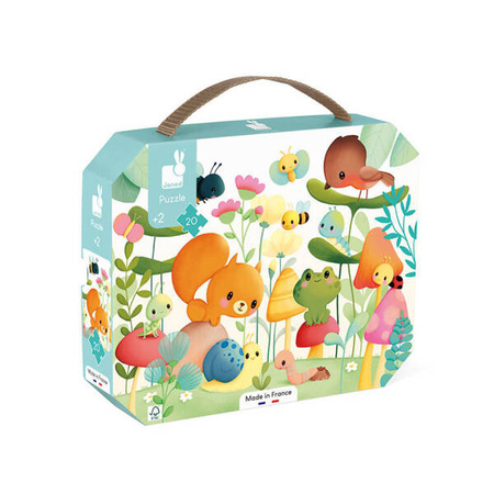Janod Puzzle w Walizce 20 elementów 2+ Przyjaciele z Ogródka