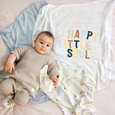 Lassig Bambusowa pieluszka otulacz Zestaw 3 szt. 80x80cm Happy Fruits lemon