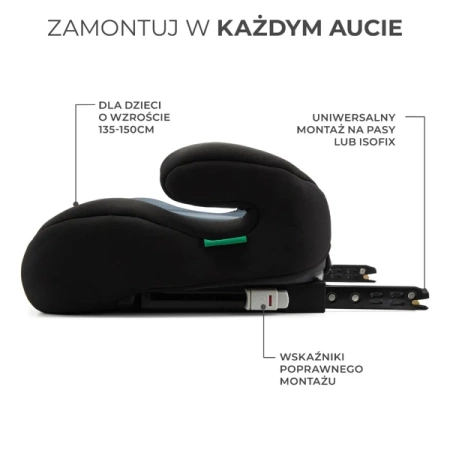 Kinderkraft I-Boost Fotelik Samochodowy Podstawka 15-36kg Czarny