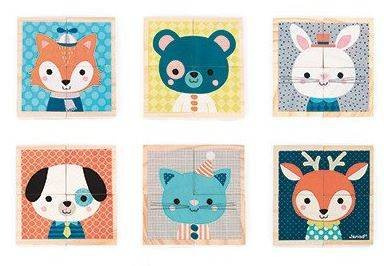 Janod Klocki Drewniane Puzzle 6w1 Las