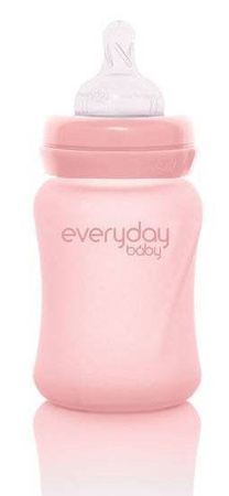 Everyday Baby, Szklana butelka ze smoczkiem S, 150 ml Różowy