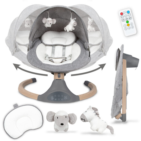 Kidwell LUXI Leżaczek Bujaczek Elektryczny 2w1 Dark Melange / Wooden