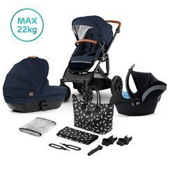 Kinderkraft Prime Wózek Głęboko-Spacerowy 3w1 + Mommy Bag Deep Navy