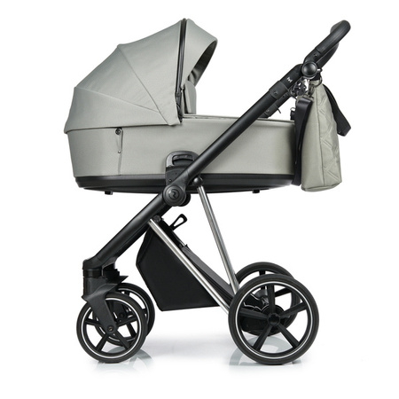 Roan Ivi 2.0 Wózek Głęboko-Spacerowy Rama Light Chrome Tea Leaf + Cybex Aton B2 i-Size Fotelik Samochodowy 0-13kg + Baza One Volcano Black