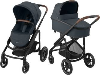 Maxi-Cosi Plaza + Wózek Głęboko-Spacerowy 2w1 Essential Graphite 