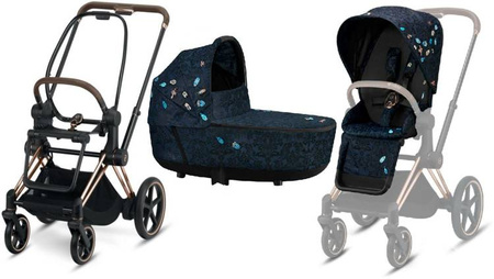 Cybex e-Priam 3.0 Wózek Głęboko-Spacerowy Rama + Tapicerka + Gondola 2w1 Jewels of Nature