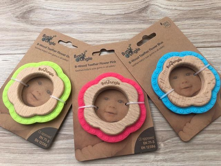 Bo Jungle Gryzak drewniano-silikonowy Flower Blue