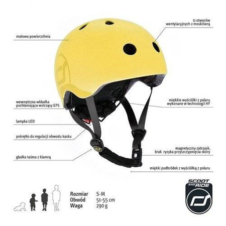 Scootandride Kask S-M Dla Dzieci 3+ Lemon