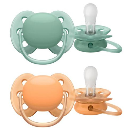 Avent Ultra Soft Smoczek Uspokajający 091/03 2szt. 0-6m Zielony / Pomarańczowy