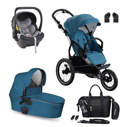 X-Lander X-Run 3w1 Zestaw Głęboko-Spacerowy z Fotelikiem X-Car i Torbą Petrol Blue