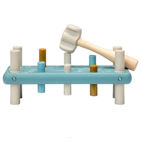 Micki Drewniana Przebijanka z Gumowym Młotkiem Niebieski