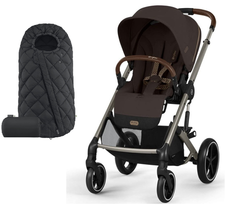 Cybex Balios S Lux 2.0 Wózek Spacerowy Chocolate Brown + Cybex Śpiworek Snogga 2 Moon Black