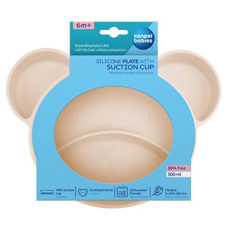 Canpol Babies Silikonowy Trójdzielny Talerzyk z Przyssawką 51/401_creme Kremowy