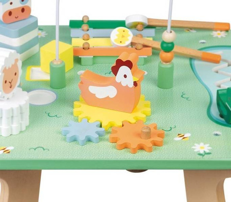 Janod Wielofunkcyjny Stolik Edukacyjny Drewniany Łąka 12 M+