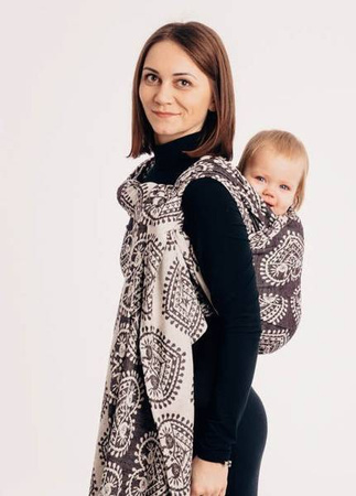 LennyLamb Żakardowa Chusta Do Noszenia Dzieci 74%Bawełna 26% Jedwab FOLKOWE SERCA NOSTALGIA rozm M