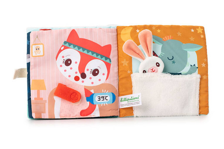 LILLIPUTIENS Miękka książeczka aktywizująca z mini-komforterem „Joe i jego przytulanka” 12 m+