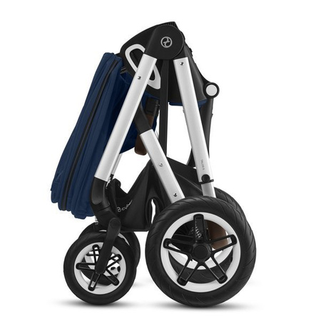 Cybex Talos S Lux Wózek Głęboko-Spacerowy + Cybex Aton 5 Fotelik Samochodowy 0-13kg + Adaptery Srebrna Rama Deep Black