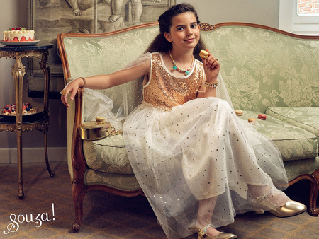 Souza! Sukienka wizytowa tiulowa z rękawami Dorianne 3-4 lata