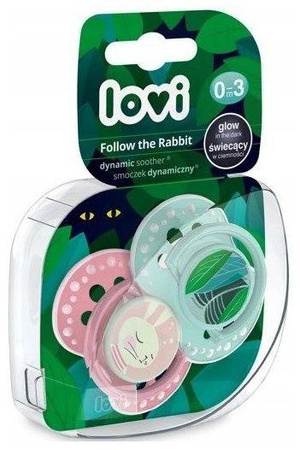 Lovi Dynamiczny Smoczek Uspokajający Silikonowy 0-3m 2szt. 22/858 Follow The Rabbit Girl