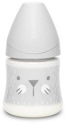 Suavinex Butelka 150ml Premium smoczek okrągły silikonowy o wolnym przepływie Kotek szary Hygge Baby