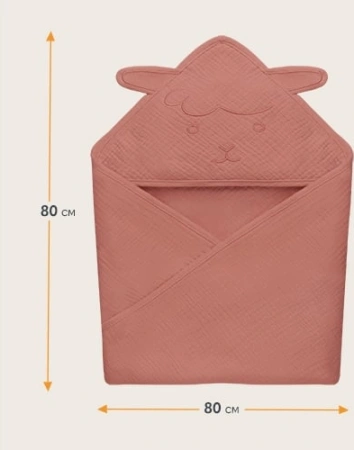 Lionelo Ręcznik kąpielowy z kapturkiem Muslin Hooded Towel Red Coral