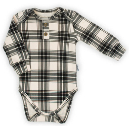 Nicol - Body z Długim Rękawem Rozmiar 86 Kratka: Czarny, Beżowy