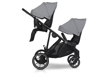 Easy Go Duoflex Wózek Głęboko-Spacerowy Bliźniaczy Rok po Roku Cloudy Gray 2 Siedziska 2 Gondole