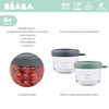 Beaba Zestaw pojemników słoiczków szklanych z zamknięciem 2 x 150 ml Mineral/Sage green
