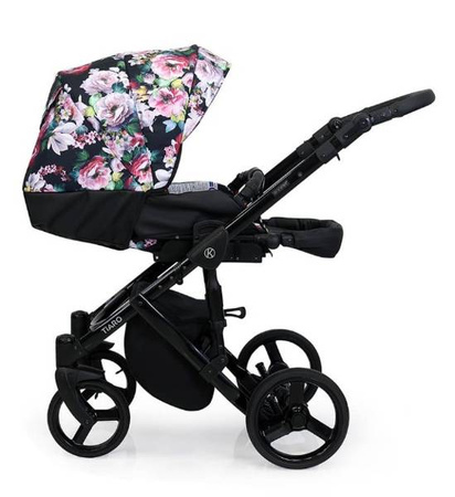 Kunert Tiaro Wózek Głęboko-Spacerowy 2w1 Czarny + Zielony Biała Rama Koła Żelowe