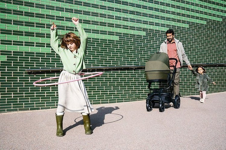 Easywalker Harvey 3 Wózek Spacerowy Steel Blue (zawiera stelaż, siedzisko z budką i pałąkiem z ekoskóry)