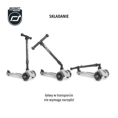 Scootandride Highwaykick 3 LED Hulajnoga Składana ze Świecącymi Kółkami 3+ Ash