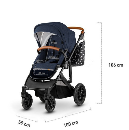 Kinderkraft Prime Wózek Głęboko-Spacerowy 2w1 + Mommy Bag Deep Navy