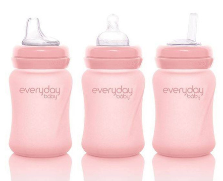 Everyday Baby, Szklana butelka ze smoczkiem S, 150 ml Różowy
