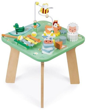 Janod Wielofunkcyjny Stolik Edukacyjny Drewniany Łąka 12 M+