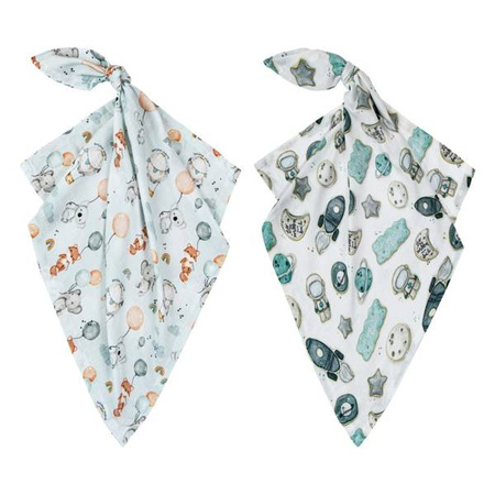 Bonjour Cherie Bambusowa Pieluszka 2szt. 70x70cm Balony + Kosmos