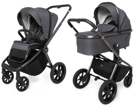 Muuvo Quick SE 2 Wózek Głęboko-Spacerowy Diamond Graphite + Cybex Aton B2 i-Size Fotelik Samochodowy 0-13kg + Baza One Volcano Black