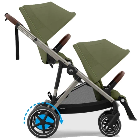 Cybex E-Gazelle S Wspomagany Wózek Spacerowy Bliźniaczy Moss Green