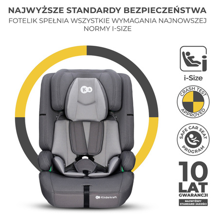 Kinderkraft Safety Fix 2 I-Size Fotelik Samochodowy 9-36 kg Szary