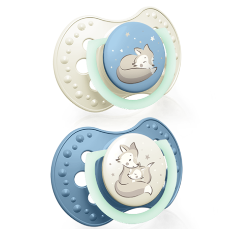Lovi Smoczek Silikonowy Dynamiczny 0-3m 2szt Night&Day Boy